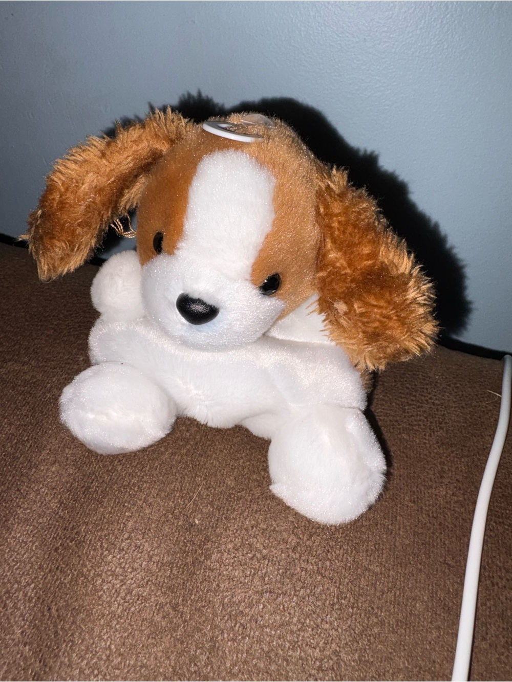 Plush Brown and White Puppy Stuffed Animal - Soft Cuddly Toy
